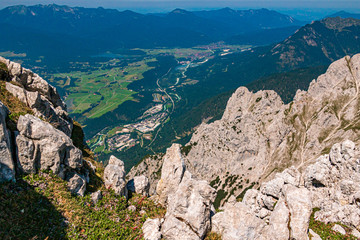 Beautiful alpine view at the famous Karwendel summit near Mittenwald, Bavaria, Germany