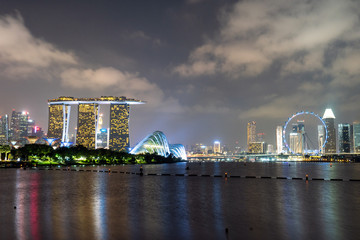 A night view landmark of Singapore City 