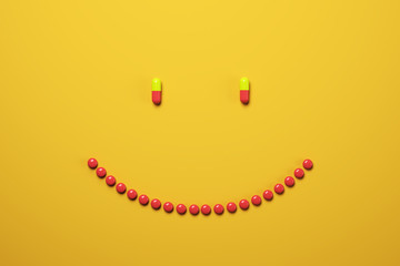 Creative smiling pills background