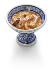 homemade ika no shiokara, salted fermented squid meat and liver, Japanese food