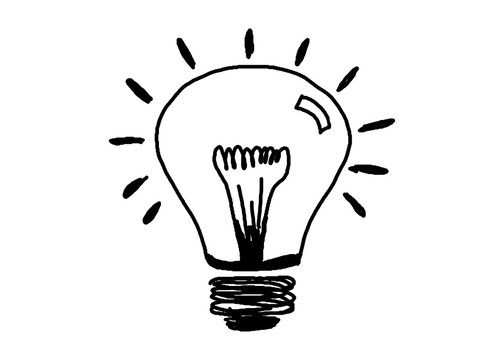 hand drawn Light bulb icon or symbol with concept of idea on white background.
