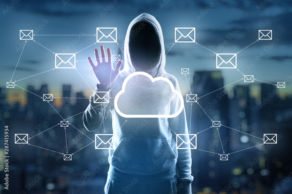 Poster Cloud computing and hacking concept