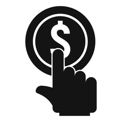 Click gold coin icon. Simple illustration of click gold coin vector icon for web design isolated on white background