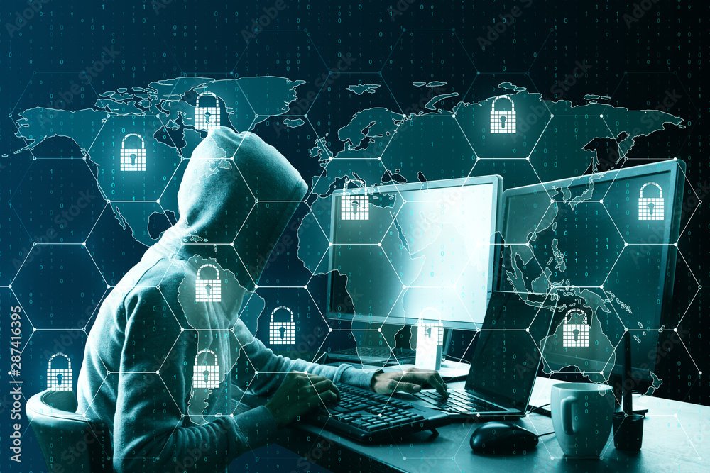 Poster Hacker using padlock interface