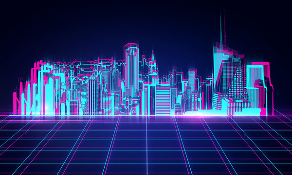 Digital night city background