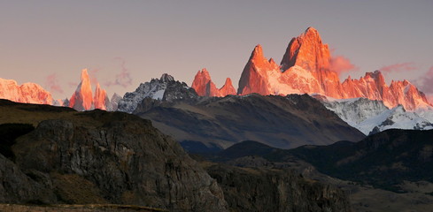 Mountains illuminated by morning sun. Argentina.