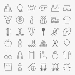 Obraz premium Sport Fitness Line Icons Set