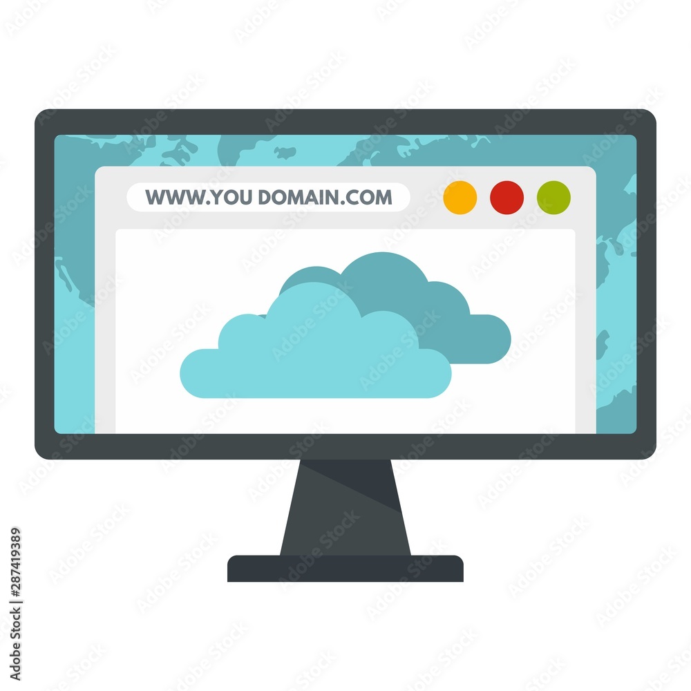 Poster web page monitor icon. flat illustration of web page monitor vector icon for web design