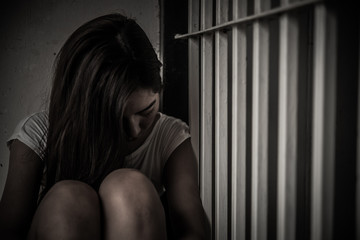 Hands of women desperate to catch the iron prison,prisoner concept,thailand people,Hope to be...