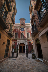 Nice typical street of the historic center of Malaga, south of Spain