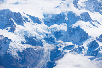 Glaciers on the Patagonian Icefield in Chile seen from an aeroplane