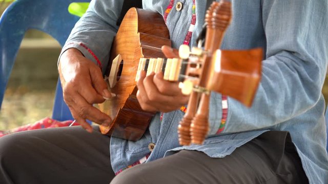 Thai instrument, Thai fiddle, Thailand music, Treble fiddle or soprano sounded string Thai music instrument. 
