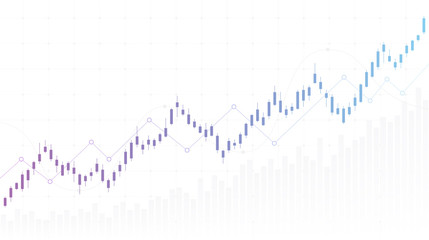 abstract financial chart with uptrend line candlestick graph in stock market on white color background