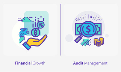 Business and Finance Concept Icons, Financial Growth, Audit Management