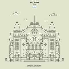 Finnish National Theatre in Helsinki, Finland. Landmark icon