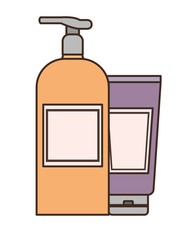 dispensing bottles on white background