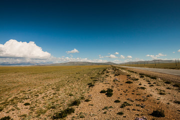 Summer Chuysky tract near the border with Mongolia. Russia. Altai Republic.