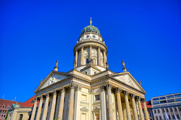 Fototapeta na wymiar The churches located in Gendarmenmarkt square in Berlin, Germany.