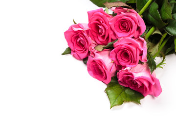 Beautiful rose flowers bunch isolated on white background