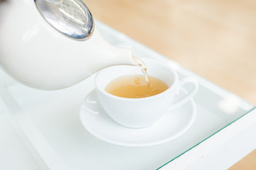 a cup of tea in the tea time