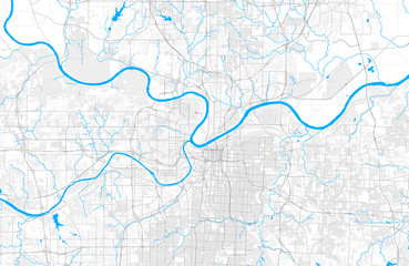 Rich detailed vector map of Kansas City, Missouri, U.S.A.