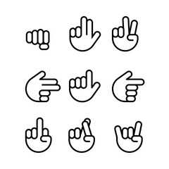 hand gestures. line icons set. Flat style vector icons, emblem, symbol For Your Design