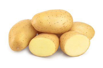 Young potato isolated on white background. Harvest new