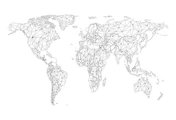 World network map. Vector low-poly image of a global map in the form of cities of the world or population density consisting of points and shapes and space. World Wide Web concept. Easy to edit