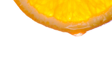 Orange fruits fall deeply under water