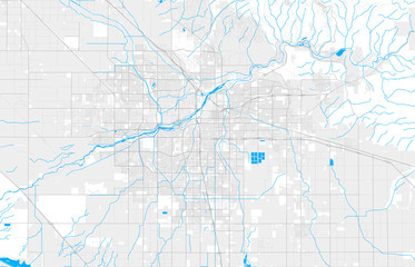 Obraz premium Rich detailed vector map of Bakersfield, California, U.S.A.