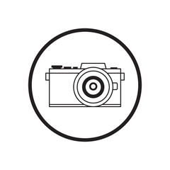 Vector illustration of thin line icons for black camera in modern style,Linear symbols set.