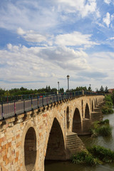 Fototapeta na wymiar Zamora,Spain,9,2013;Medieval bridge over the Duero river