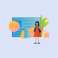 Set of Online shop Illustration for online shop, marketing, sales and sosial media. Modern flat design concept. Web page design for website and mobile website. Flat vector illustration.shop.