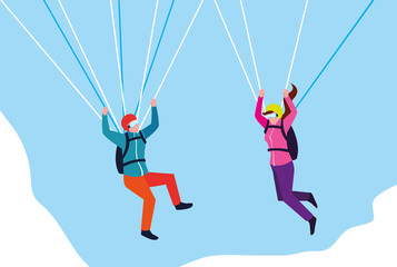 couple skydiver in air avatar character