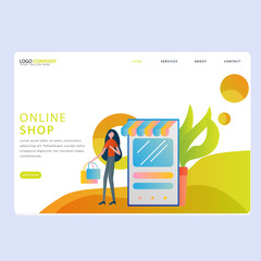Set of Online shop Landing pages template for online shop, marketing, sales and sosial media. Modern flat design concept. Web page design for website and mobile website. Flat vector illustration.