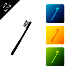 Toothbrush icon isolated. Set icons colorful square buttons. Vector Illustration