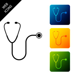 Stethoscope medical instrument icon isolated. Set icons colorful square buttons. Vector Illustration