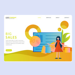 Set of Online shop Landing pages template for online shop, marketing, sales and sosial media. Modern flat design concept. Web page design for website and mobile website. Flat vector illustration.