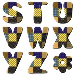 patchwork alphabet on white background 
