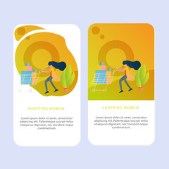 Set of Online shop Mobile pages template for online shop, marketing, sales and sosial media. Modern flat design concept. Web page design for website and mobile website. Flat vector illustration.shop.