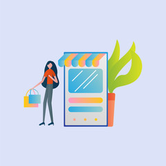 Set of Online shop Illustration for online shop, marketing, sales and sosial media. Modern flat design concept. Web page design for website and mobile website. Flat vector illustration.shop.