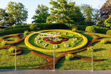 Outdoor flower clock in Geneva, Switzerland