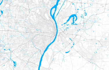 Rich detailed vector map of St. Louis, Missouri, U.S.A.
