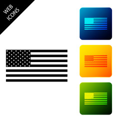 American flag icon isolated. Flag of USA. Set icons colorful square buttons. Vector Illustration