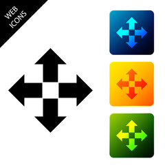 Arrows in four directions icon isolated. Set icons colorful square buttons. Vector Illustration