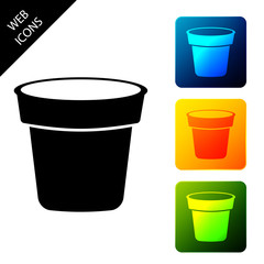 Flower pot icon isolated. Set icons colorful square buttons. Vector Illustration