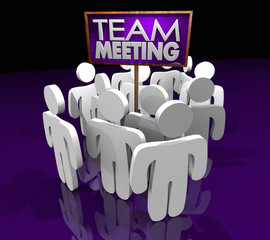 Team Meeting Group Discussion Members Gathering Sign 3d Illustration