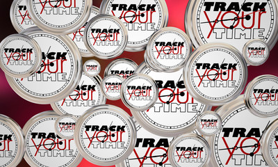 Track Your Time Manage Efficiency Clock Words 3d Illustration