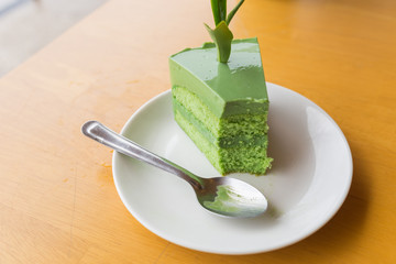 Matcha green tea cake with delicious taste and soft texture.