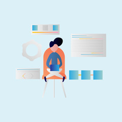 Set of Development Illustration for development, mobile, shop and marketing. Modern flat design concept. Web page design for website and mobile website. Flat vector illustration. Easy edit. Vector.